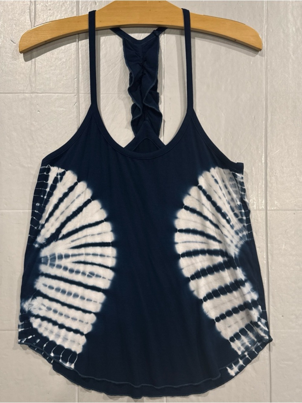 Chaser Navy and White Tie-Dye Halter Camisole